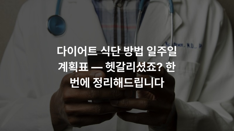 다이어트 식단 방법 일주일 계획표 — 헷갈리셨죠? 한 번에 정리해드립니다